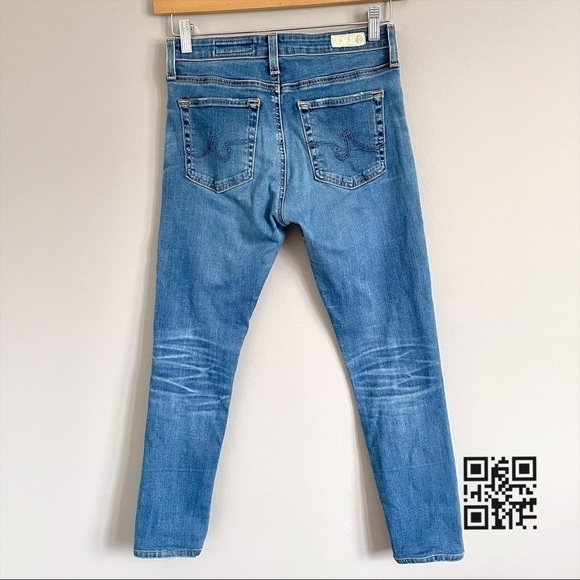 AG Adriano Goldschmied Blue Distressed Farrah High Rise Skinny Ankle Jeans - 28R - Picture 9 of 10